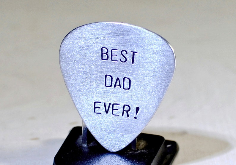 Guitar Pick for Best Dad Ever Handmade from Aluminum for a rocking dad Can be personalized for Father's Day or any other Occasion GP919 image 1