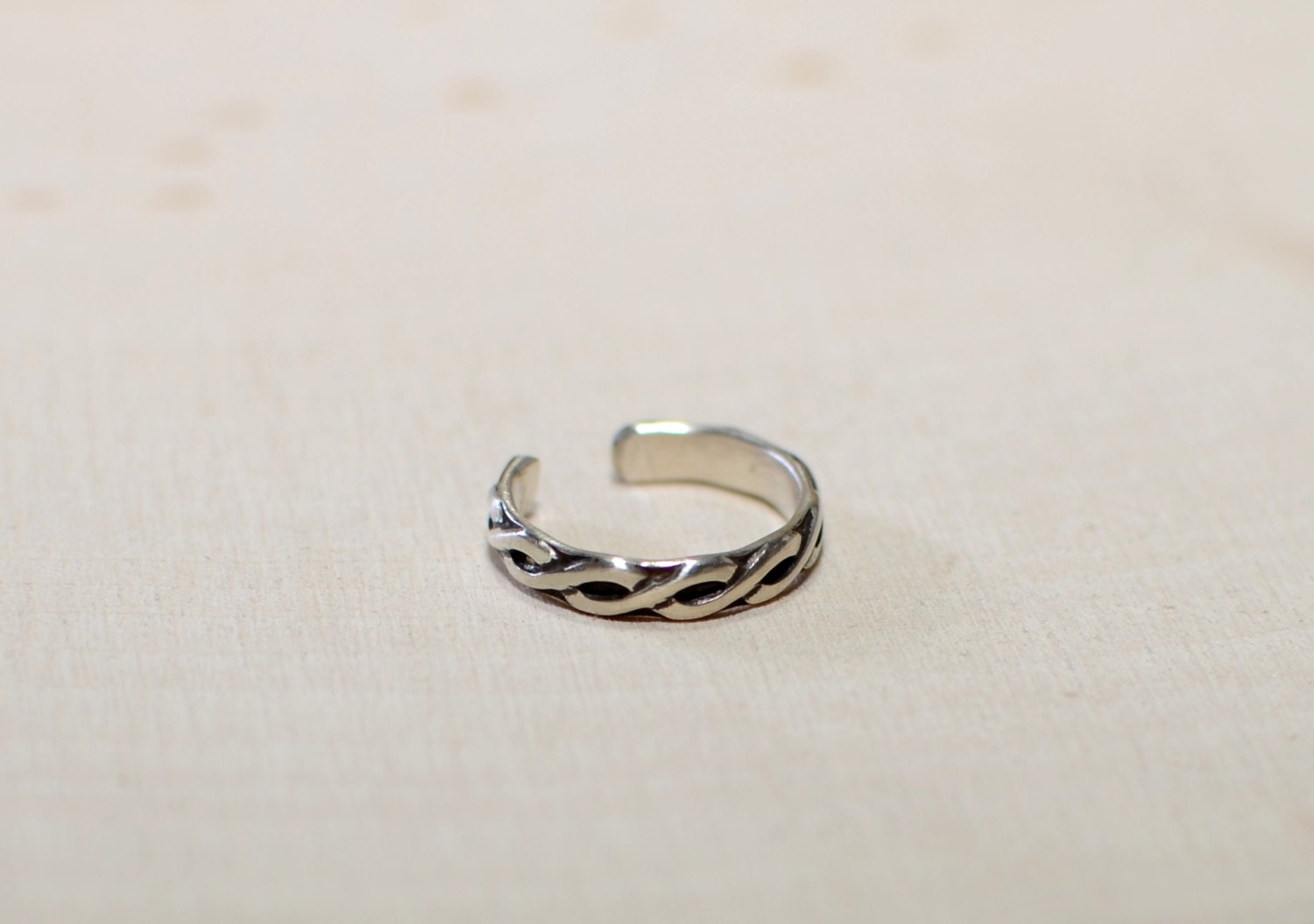 Sterling Silver Toe Ring With Patina Enchanced Braided Pattern - Solid ...