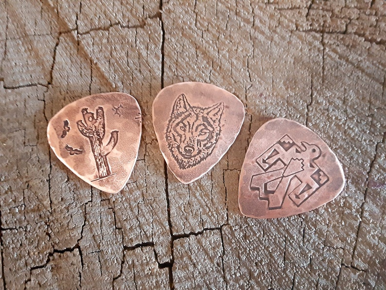 Set of 3 Copper Guitar Picks From My Artisan Pick Collection Etsy