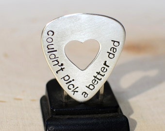 Couldn't pick a better dad sterling silver guitar pick with heart cut out  - solid 925 GP339