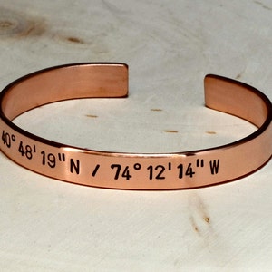 Copper latitude longitude cuff bracelet custom copper cuff back to school BR023 image 4