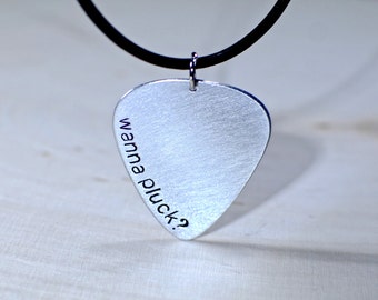 Aluminum Guitar Pick Necklace - funny pun
