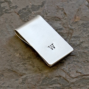 Money Clip Graduation Personalized with Simple Hand Stamped Initial in Sterling Silver solid 925 MC112 image 2