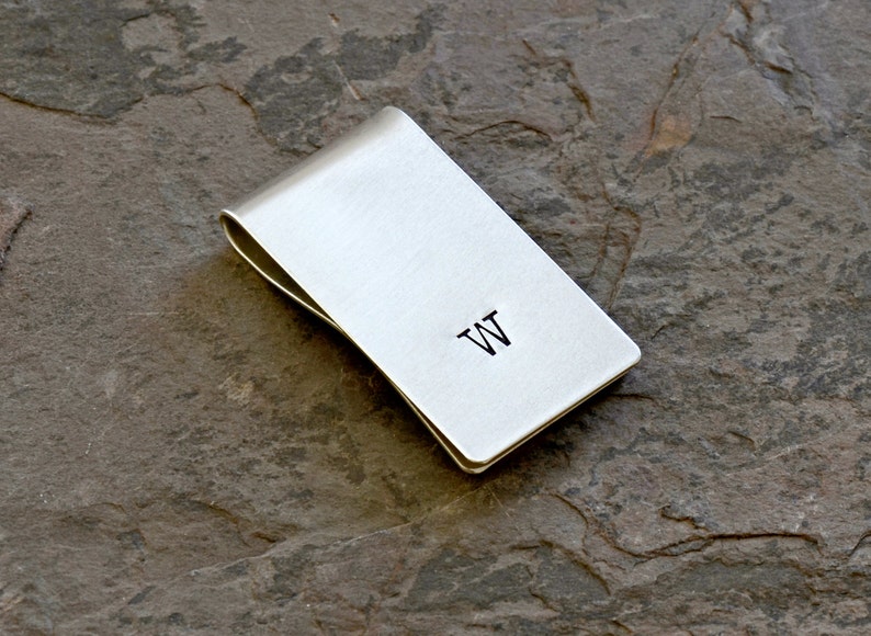 Money Clip Graduation Personalized with Simple Hand Stamped Initial in Sterling Silver solid 925 MC112 image 2