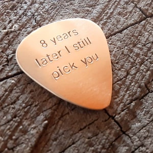 Bronze guitar pick - playable - 8th anniversary - bronze anniversary gift