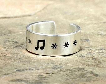 Midi Musical Notes Music .925 Sterling Silver Melody Detailed Toe Ring Band 