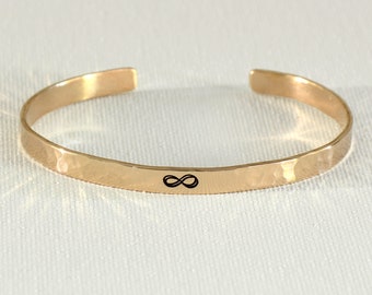 Bronze Anniversary cuff for her - 8th anniversary - bronze cuff bracelet - infinity love cuff