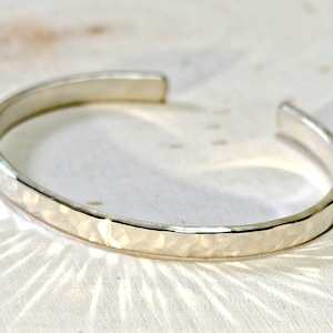 Hammered sterling silver cuff bracelet with elegant radiance in our dainty version Solid 925 BR716 image 5