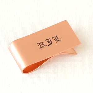 Old English Personalized Copper Money Clip with Initials