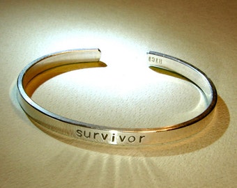 Survivor cuff bracelet in 2mm thick sterling silver - solid 925 BR601