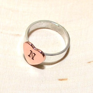 Sterling silver ring with personalized copper heart RG609 image 5