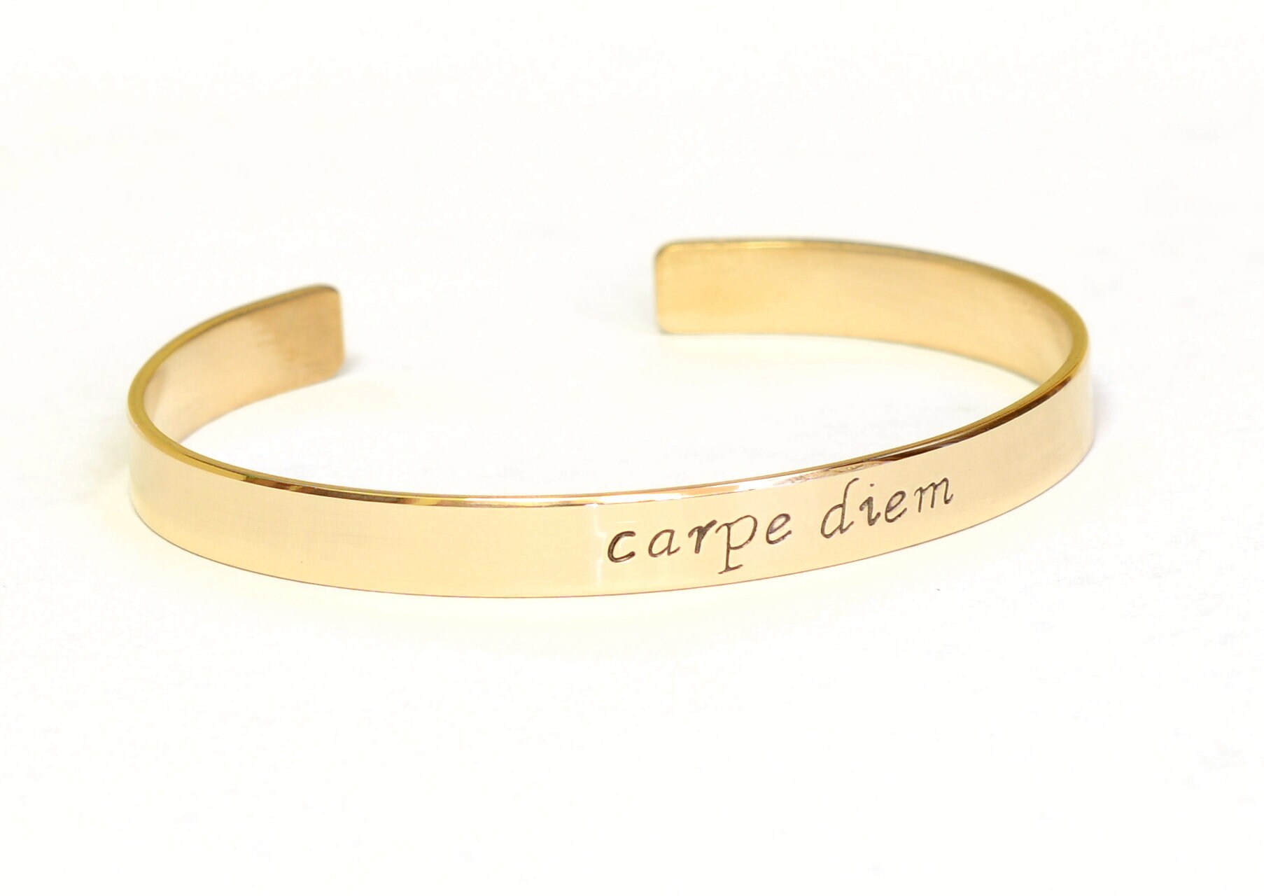 Bronze Cuff Bracelet With Carpe Diem to Seize the Day