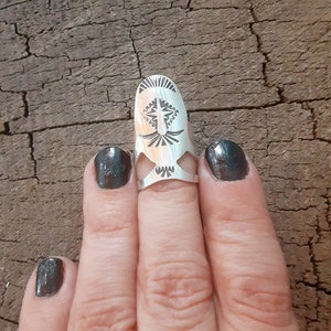 Sterling silver finger nail ring - midi ring or finger pick - nail armor ring - adjustable ring