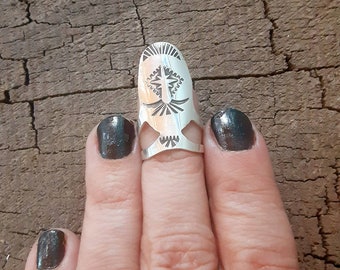 Handmade Sterling Silver Finger Nail Ring: Adjustable Midi Ring