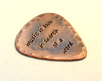 Copper Guitar Pick - playable - 7th anniversary - copper anniversary - rustic copper plectrum