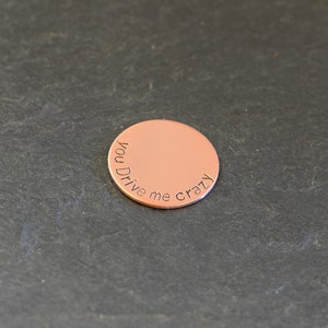 Copper golf ball marker with you drive me crazy - pun intended - cute golf gift