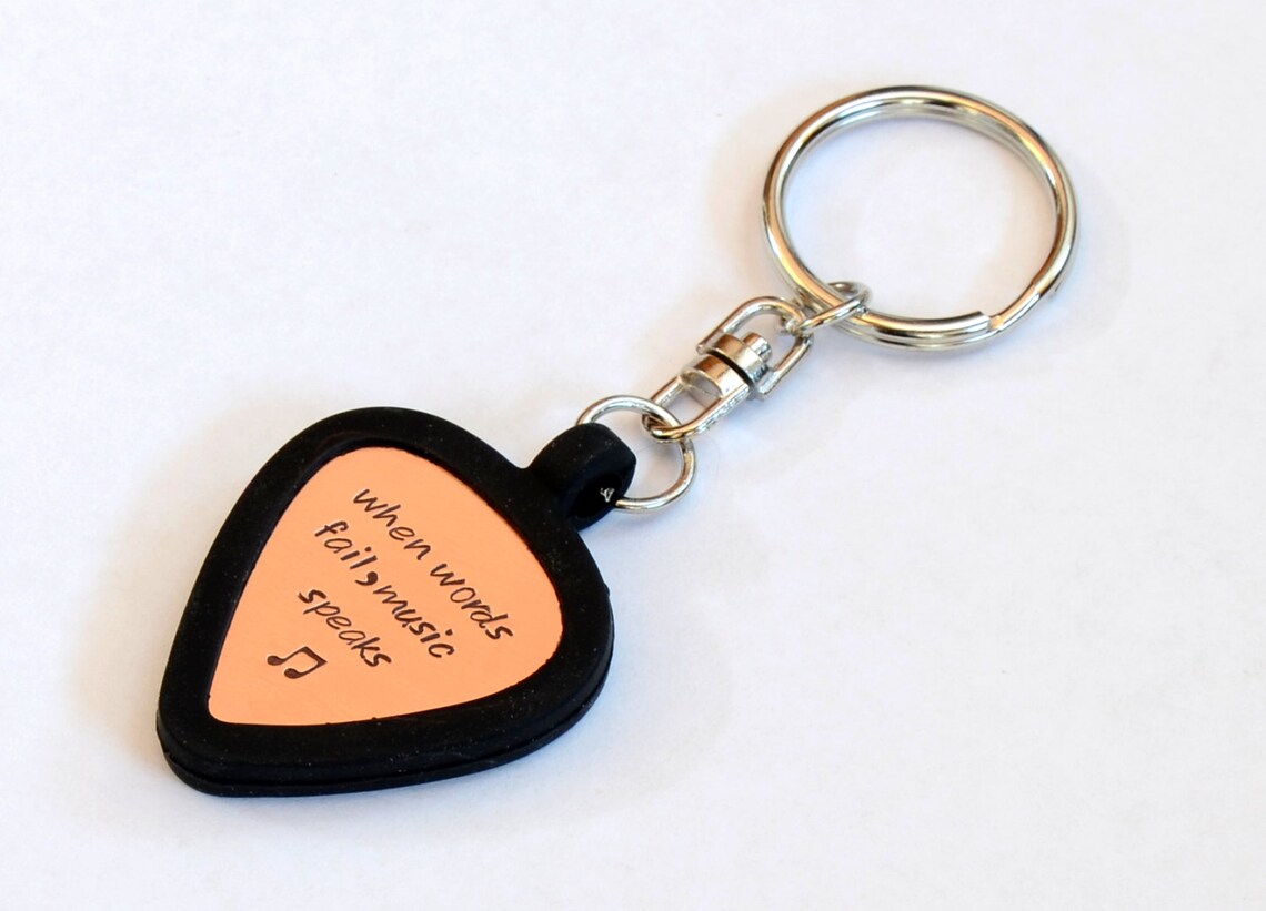 Guitar Pick Holder Keychain With Personalized Metal Guitar Etsy