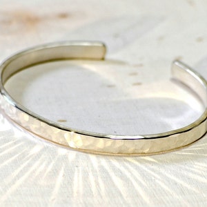 Hammered sterling silver cuff bracelet with elegant radiance in our dainty version Solid 925 BR716 image 3