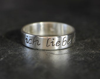 Ich Liebe Dich Sterling Silver Ring – 925 “I love you” in German Ring