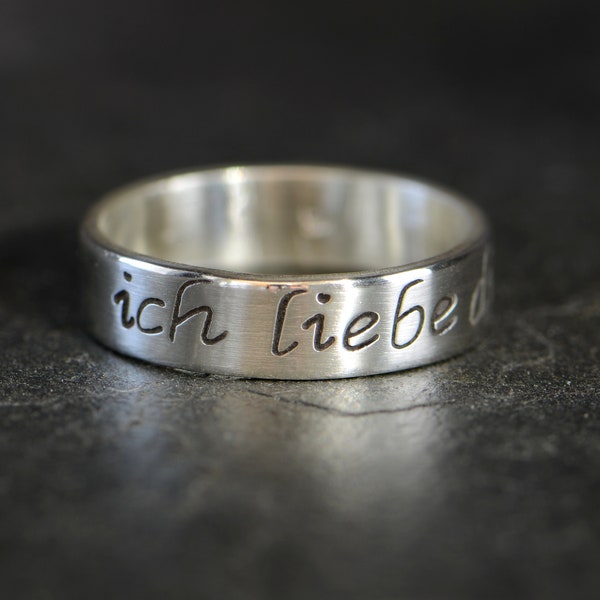 Ich Liebe Dich Sterling Silver Ring – 925 “I love you” in German Ring