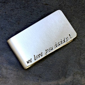 Sterling Silver Money Clip with We Love You Daddy in Script for a Stylish Dad - MC019