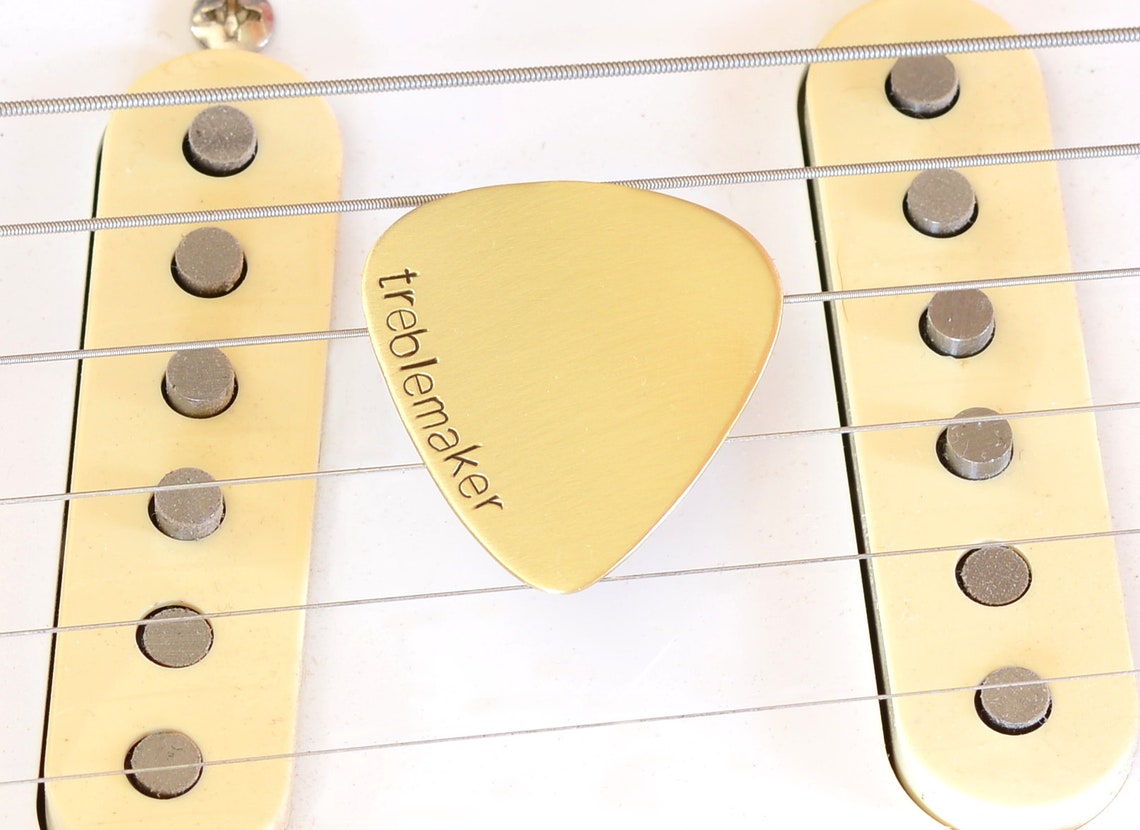 Bronze Guitar Pick With a Pun Treblemaker Fun Gift Pun Etsy