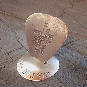 bronze memorial guitar pick with stand - grieving gift - in memoriam - sympathy gift - custom memorial gift