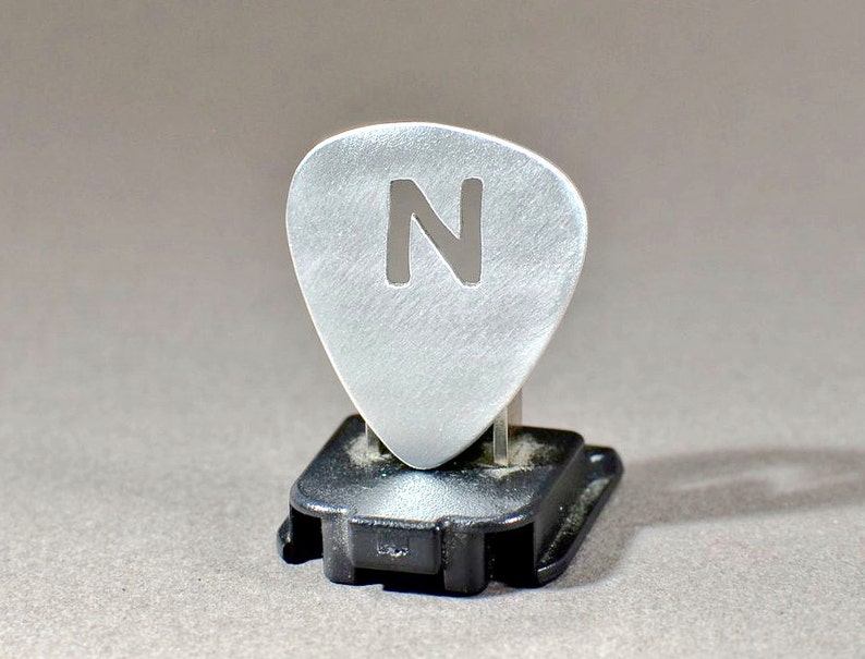 Personalized Guitar Pick Handmade from Aluminum with Custom Cut Out Initials GP7134 image 1