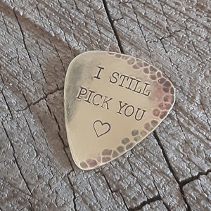 Brass Guitar pick - Anniversary pick - distressed guitar pick - rustic patina