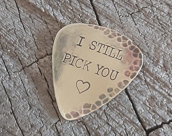 Brass Guitar pick - Anniversary pick - distressed guitar pick - rustic patina