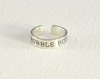 Sterling Silver Toe Ring - hand stamped with bubble butt or words of your choice
