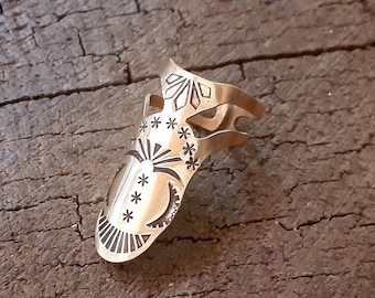 handmade brass finger pick for banjo - ukulele - guitar or as a fingernail  armor ring - adjustable