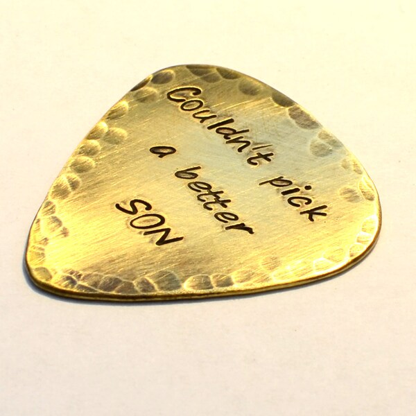 Couldn’t Pick a Better Son Rustic Brass Guitar Pick with a Touch of Wild Youthful Boho Flair - GP6419