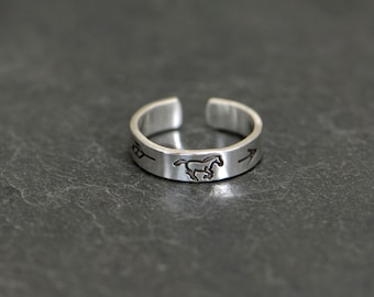 スターリングシルバーの馬の指輪、動物のジュエリー、乗馬ギフト