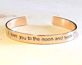 I love you to the moon bronze bracelet for love or 8th Anniversaries