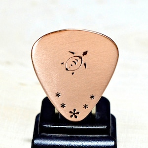 Copper guitar pick with sea turtle stamp - GP404