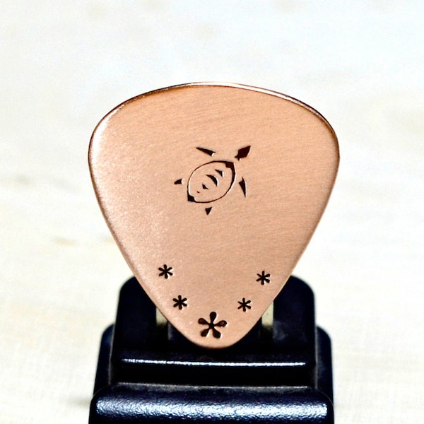 Copper guitar pick with sea turtle stamp - GP404
