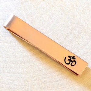 Copper tie bar or tie clip with Aum - Yoga