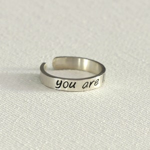 you are loved toe ring - silver toe ring - dainty toe ring - silver midi ring - silver pinky ring - inspirational quote - TR11201851