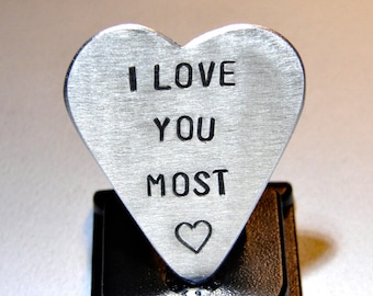 Guitar Pick I Love You Handmade from Aluminum in Heart Shape - GP799