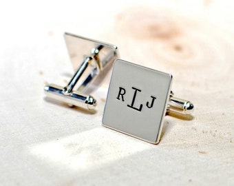 sterling silver monogram cuff links - wedding gift - groomsmen