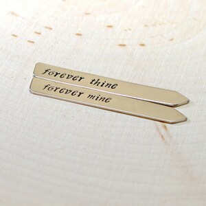 Forever thine forever mine sterling silver collar stays for weddings and love Solid 925 CS434 image 5