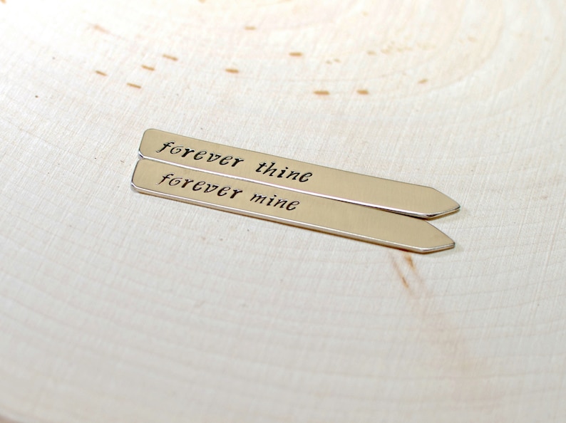 Forever thine forever mine sterling silver collar stays for weddings and love Solid 925 CS434 image 5