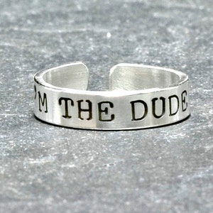 Sterling silver men's toe ring with I'm the dude Solid 925 TR436 image 2