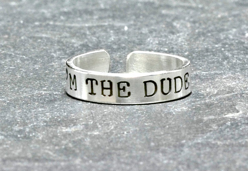 Sterling silver men's toe ring with I'm the dude Solid 925 TR436 image 2