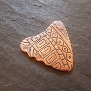 Copper shark tooth guitar pick - playable with pattern - NicisPicks Original Pick
