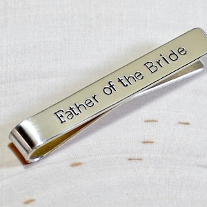 Father of the bride sterling silver tie clip - Solid 925 Custom Handmade Tie Bar - TB732