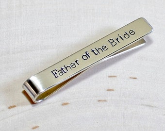 Père de la mariée en argent sterling attache clip - massif 925 sur mesure fait à la main Tie Bar - TB732