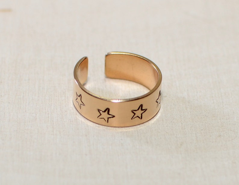 14K Solid Gold Toe Ring With Stars Etsy
