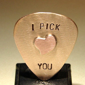 Bronze Guitar Pick with I Pick You and Special Copper Heart GP5127 image 3